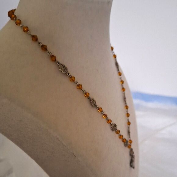 A Women's Delicate Beaded Necklace Pewter Heart Charm Fairy Core - Picture 8 of 9